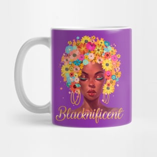 BLACKNIFICENT Beautiful Floral Anime girl Mug